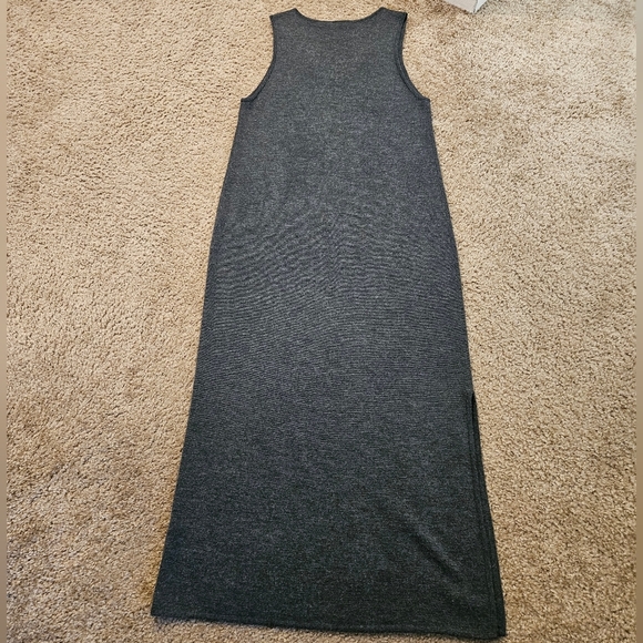Nordstrom Elegant Wool Blend Gray V-Neck Sleeveless Maxi Dress, Size Large - Picture 8 of 8